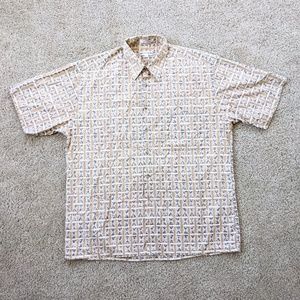 Pierre Cardin Button Up Shirt Geometric Mens Large